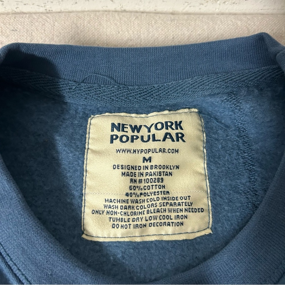 New York Popular “Chicago”Sweatshirt Womens Medium Blue Multicolor Lettering - Picture 7 of 10